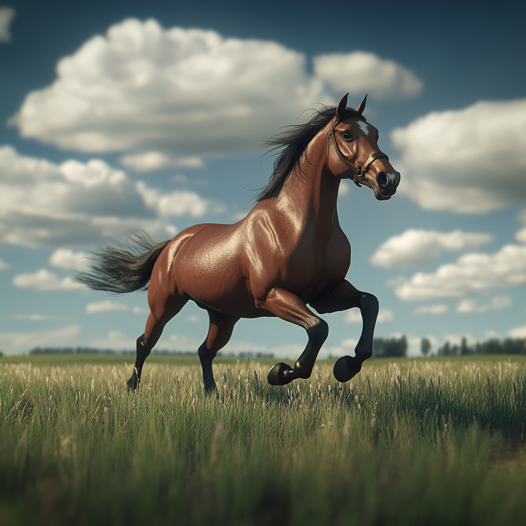 Create a realistic, clear image of horse running.