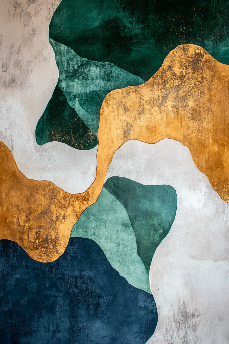 Create abstract canvas with flowing curves and sharp angles.