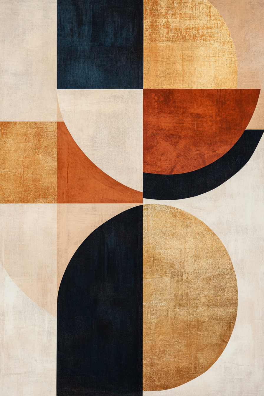 Create abstract canvas with flowing shapes, bold patterns.