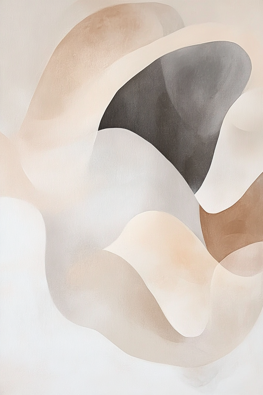 Create abstract minimalist painting with gentle organic shapes.