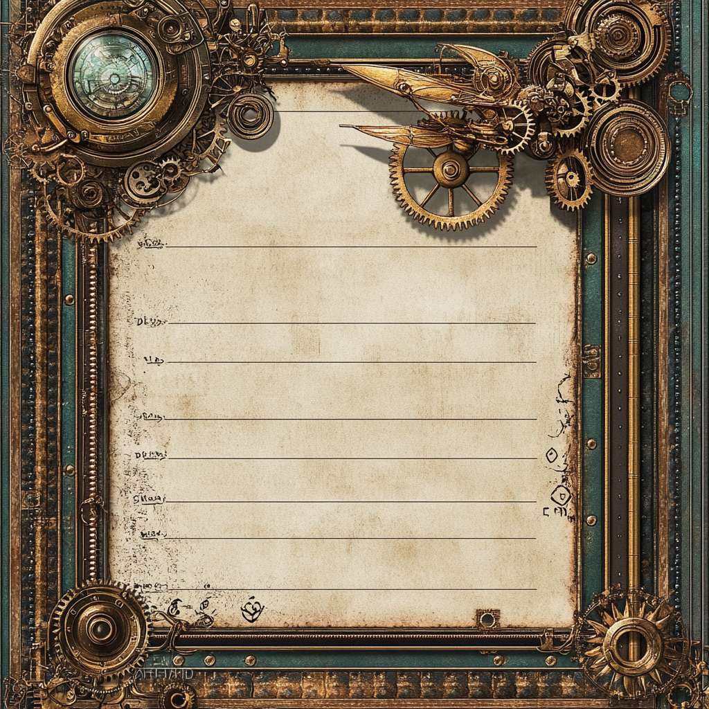 Create detailed, steampunk-themed journal page for sale.