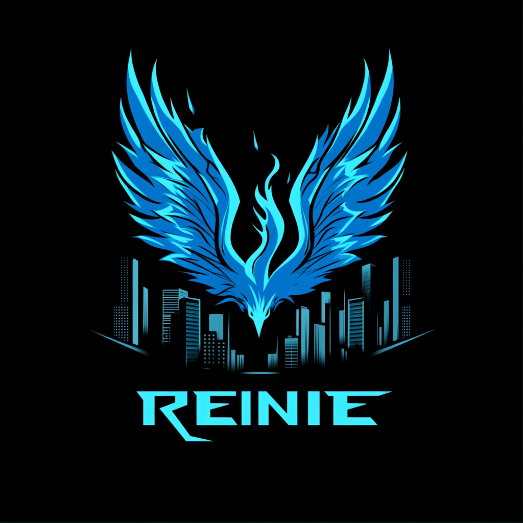 Create logo with Houston skyline, fiery phoenix, 'REIGNITE'.