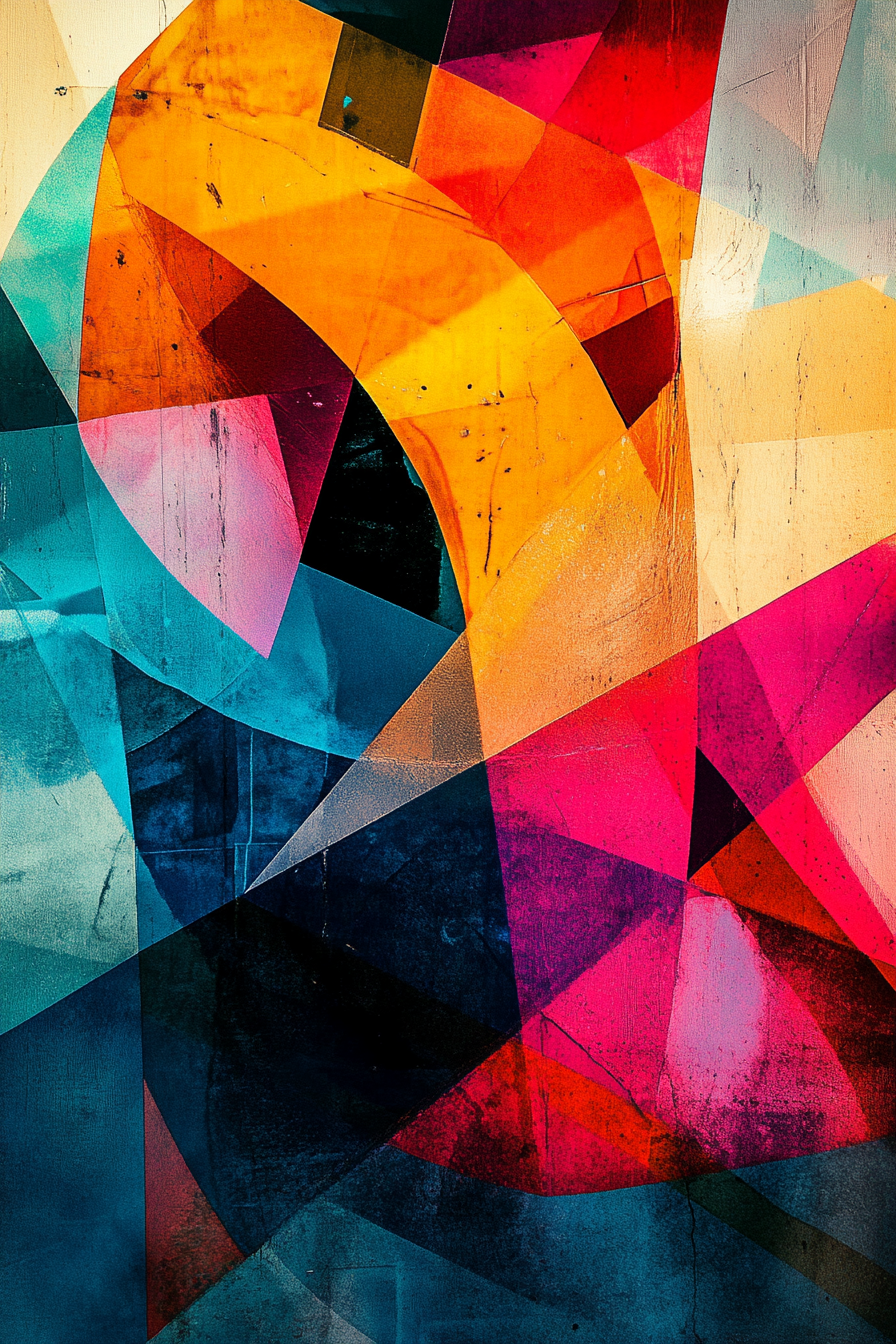 Create modern abstract art with bold shapes and colors.