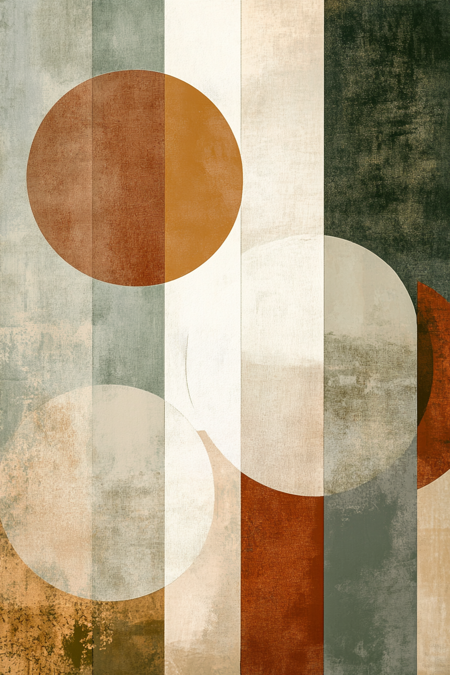 Create modern abstract artwork with geometric shapes, vintage effect.