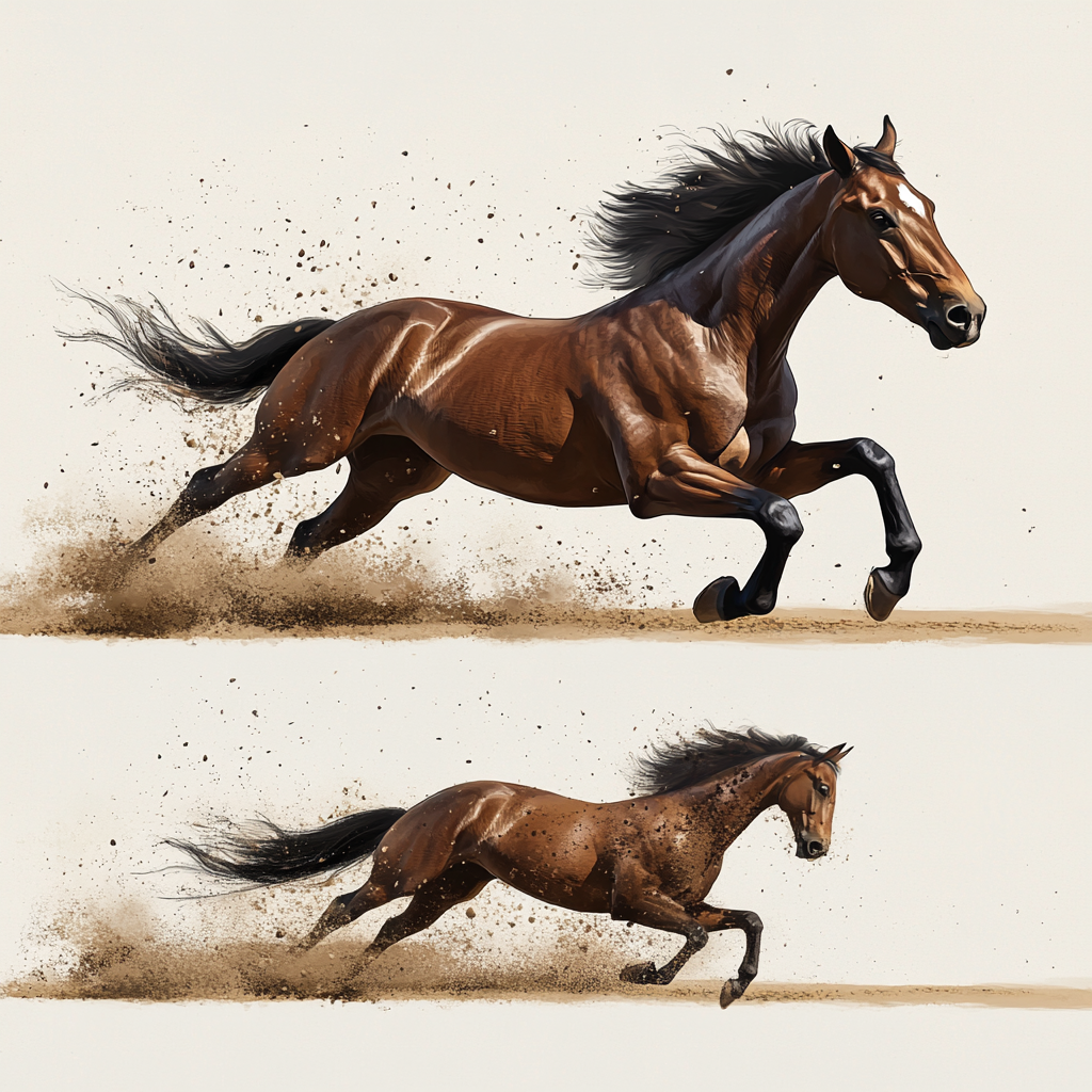 Create photorealistic image of horse running left to right.