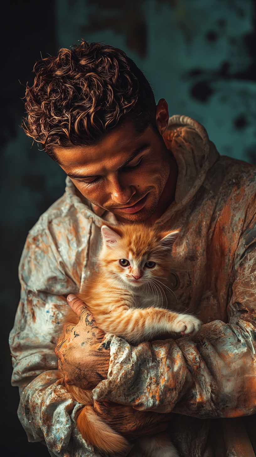 Cristiano Ronaldo Cares for Orange Kitten in Madrid