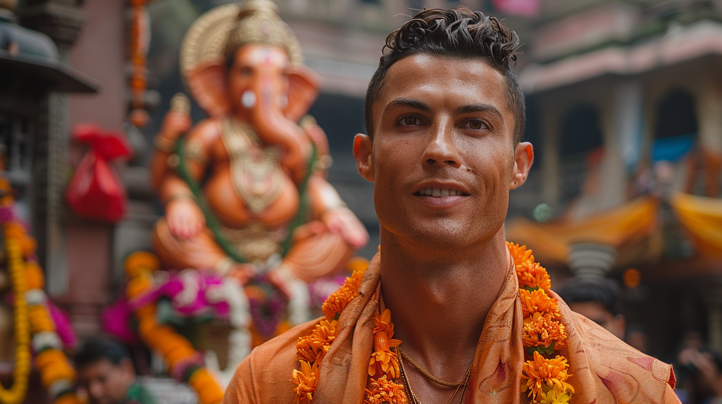 Cristiano Ronaldo in India Ganesh Chaturthi Festival