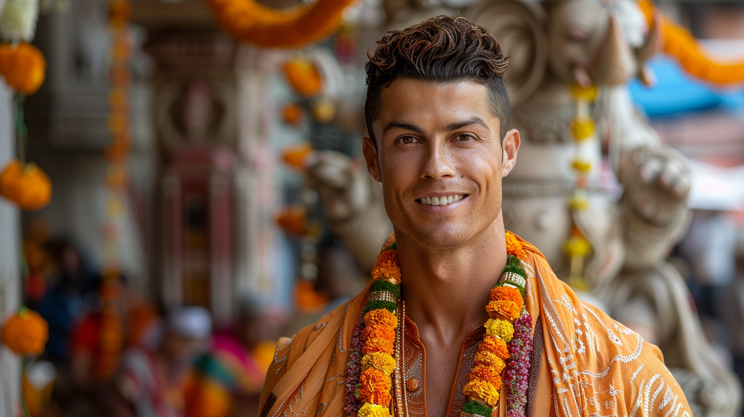 Cristiano Ronaldo in India at Ganapathy Monument 