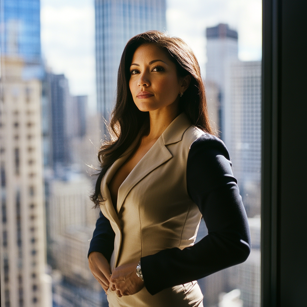 Cuban Businesswoman Standing by Window in Office