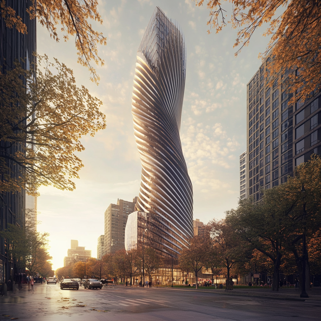 Culturally rich high-rise tower in Chicago inspired by jazz.