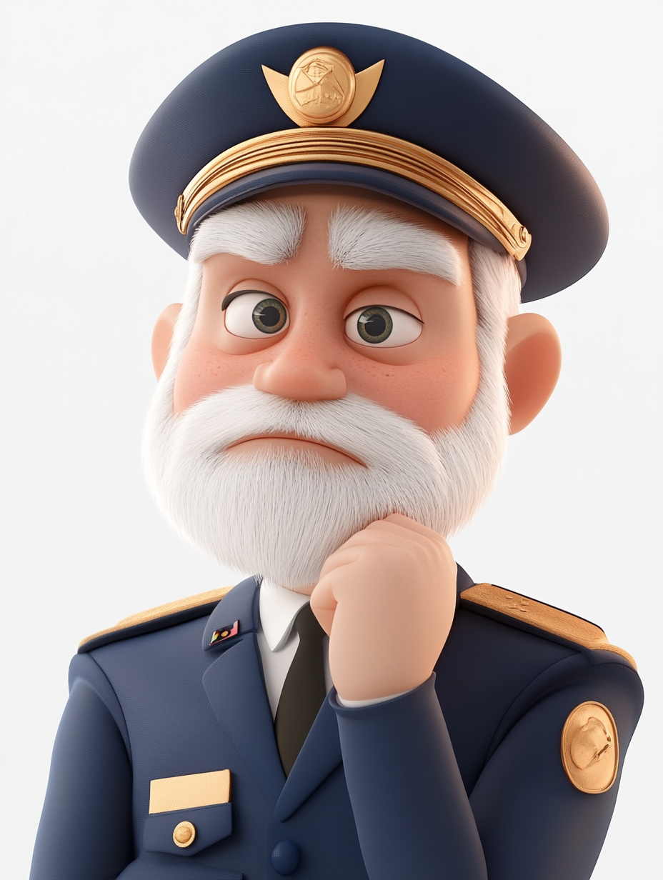 Curious Airline Captain with Bushy Eyebrows