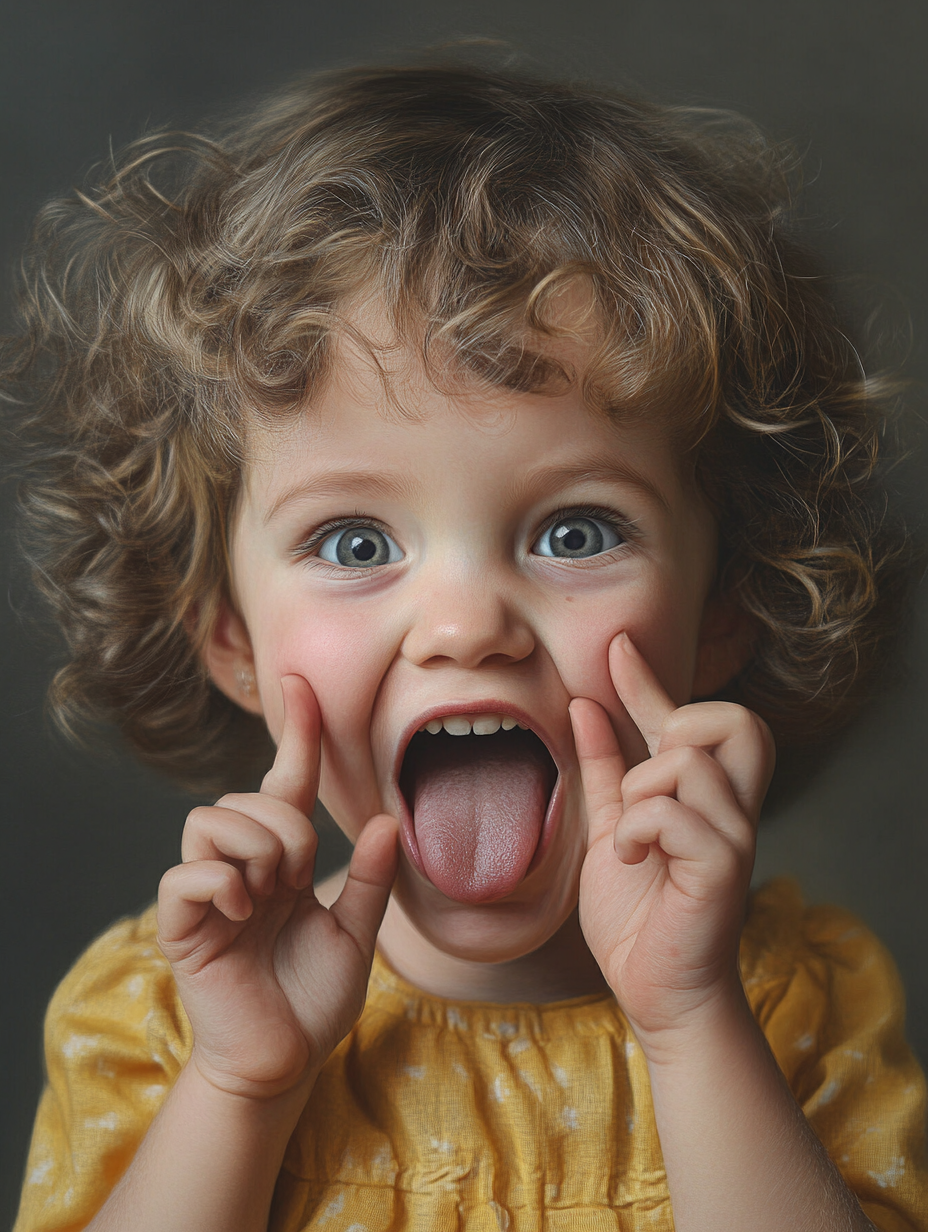 Curly Haired Girl Makes Silly Face