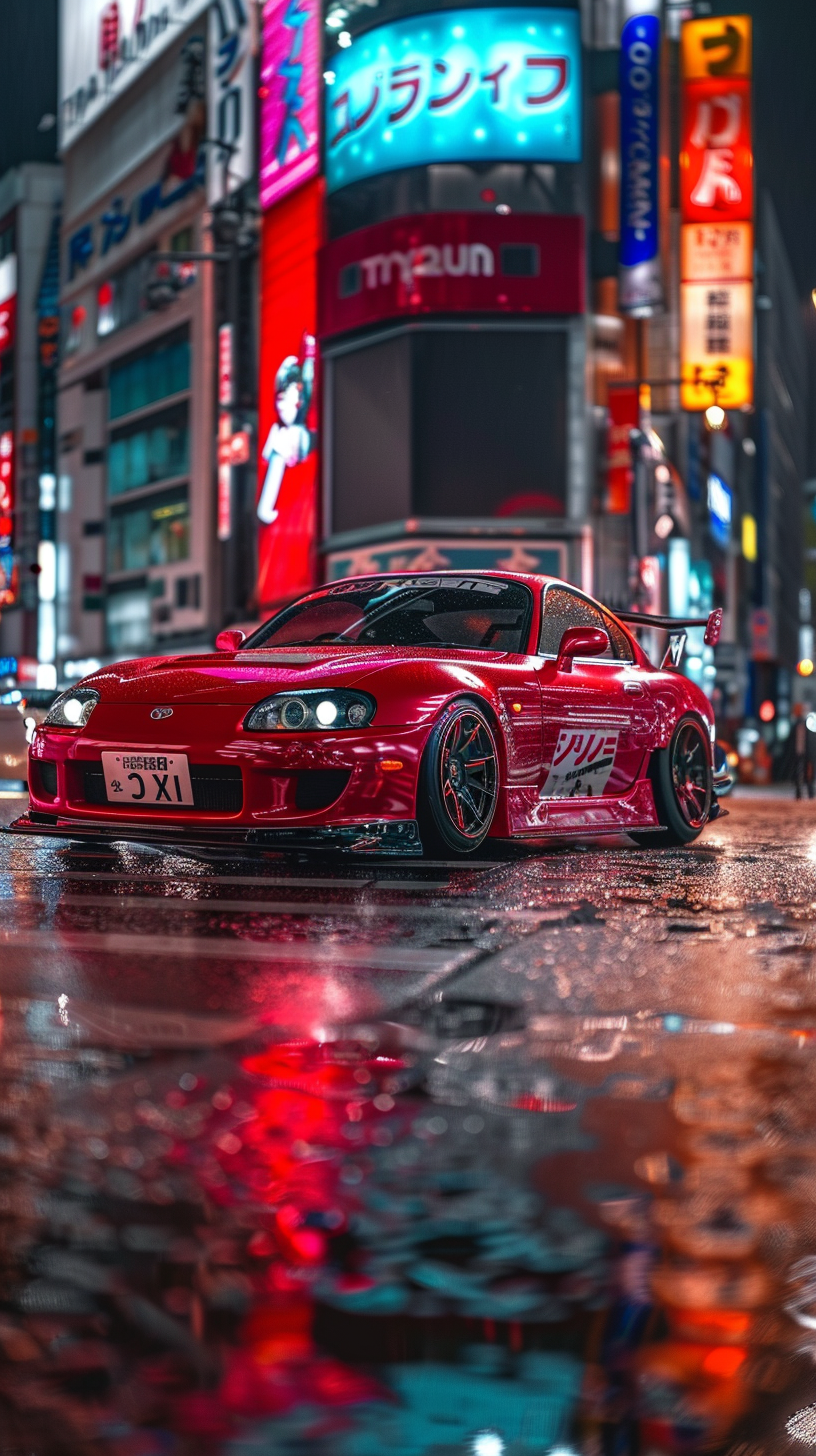 Custom Widebody Toyota Supra MK4 Night Scene in Tokyo