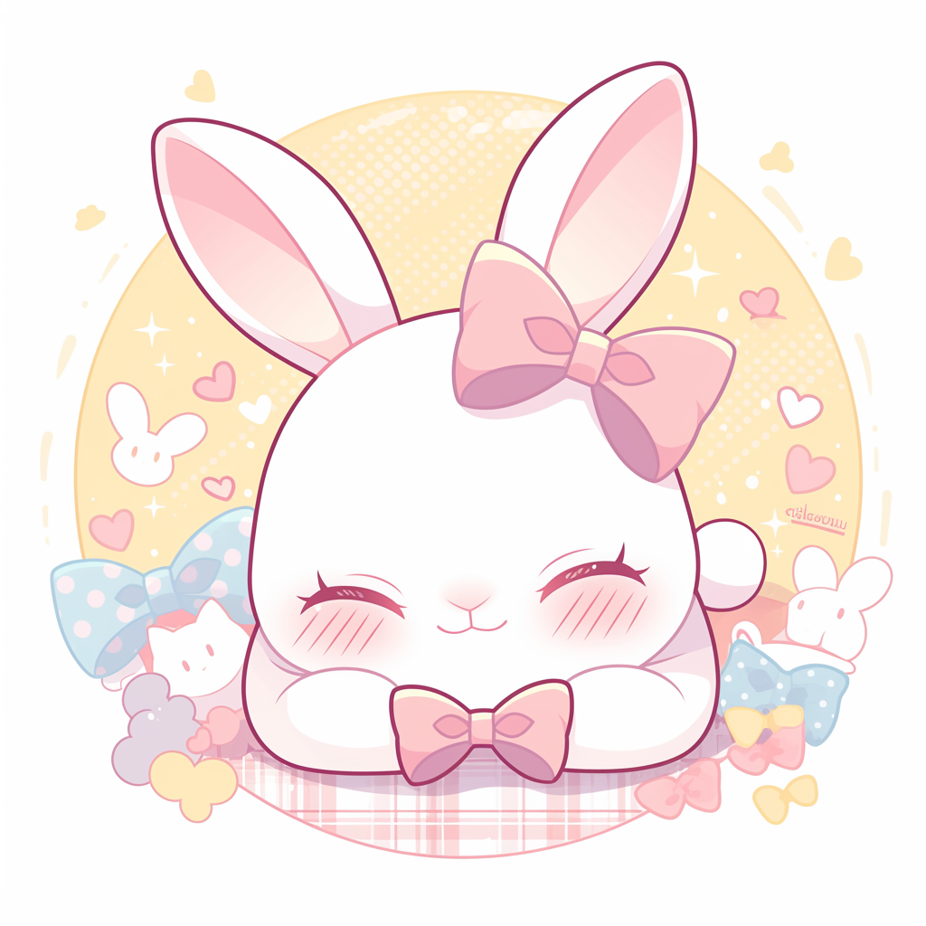 Cute Bunny T-Shirt Design in Pink Vector Anime Style