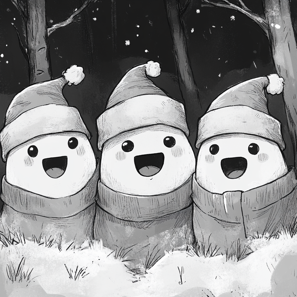 Cute Ghosts Singing Carols in Christmas Attires