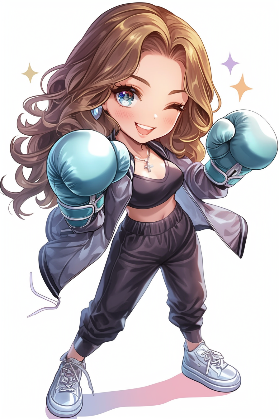 Cute Girl in Boxing Gloves, Fashion Show Style