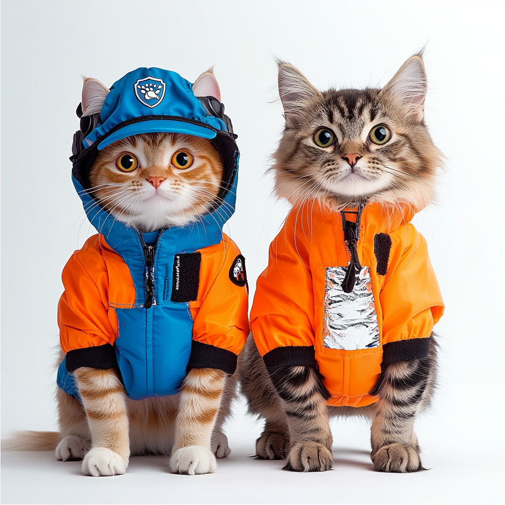 Cute Happy Cats in Paw Patrol Inspired Outfits