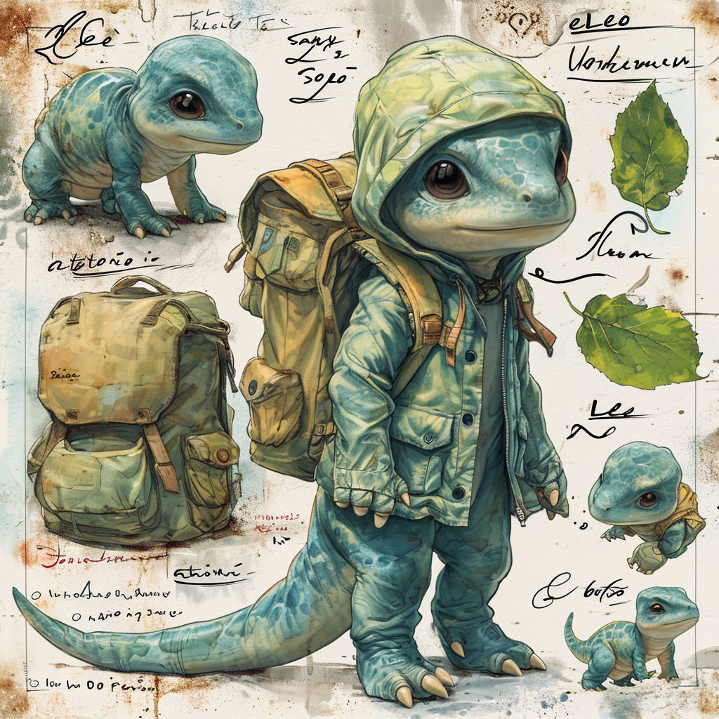 Cute Dino Character Leo with Backpack