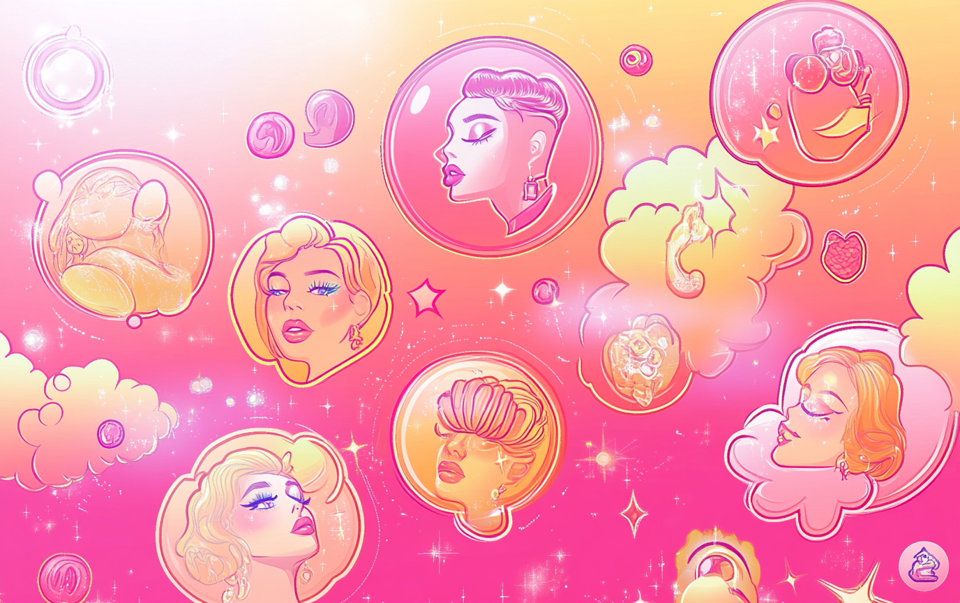 Cute Pop Art Dream Bubbles in Pink