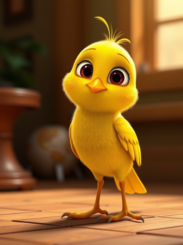 Cute Yellow Bird Pixar Movie Poster