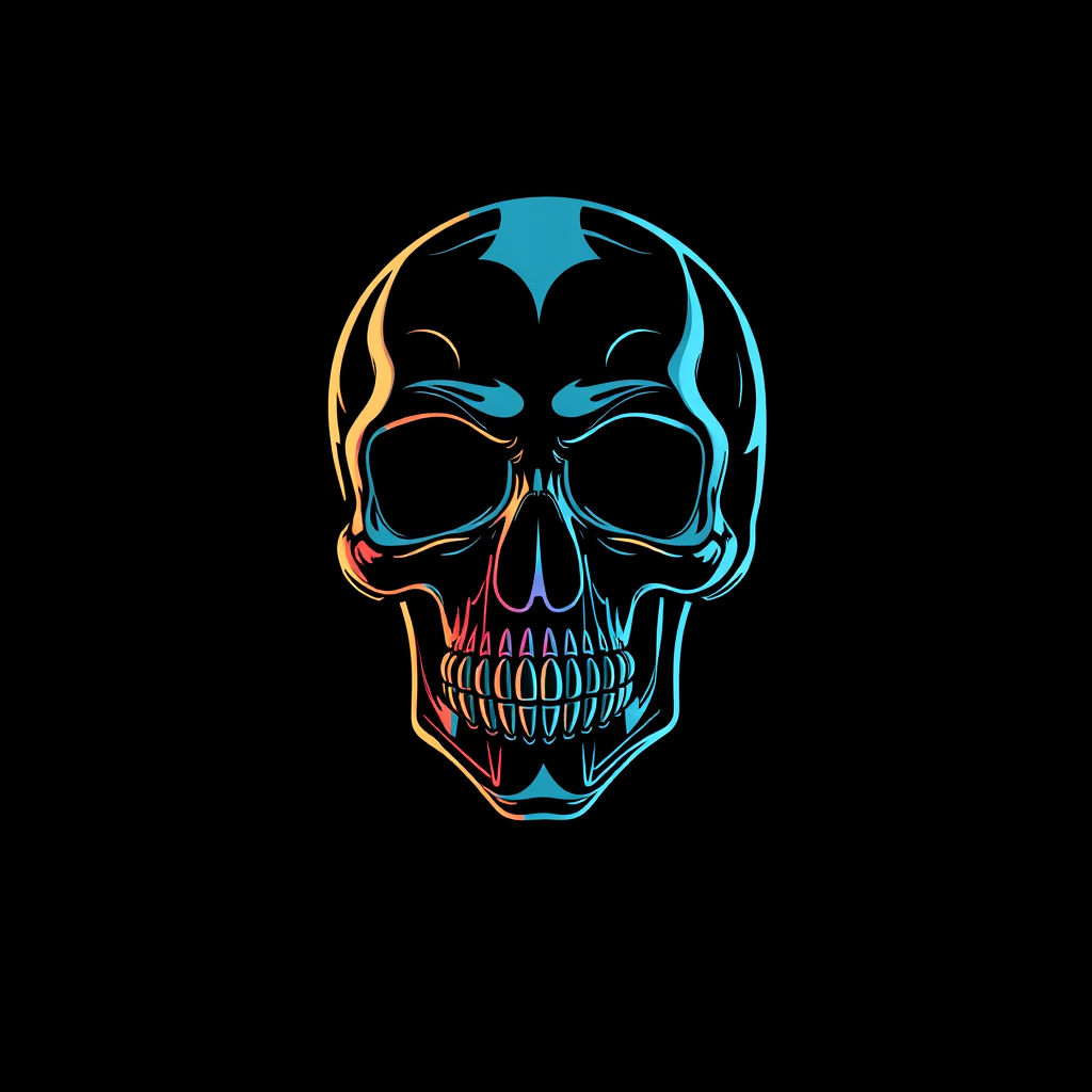 Cyber Skull Style with Neon Effect