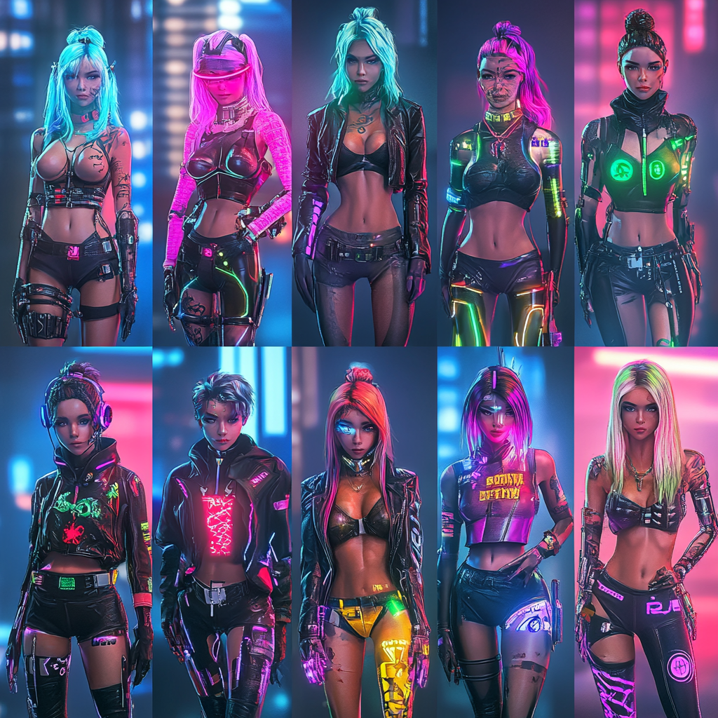 Cyberpunk Characters in Neon City for NFTs