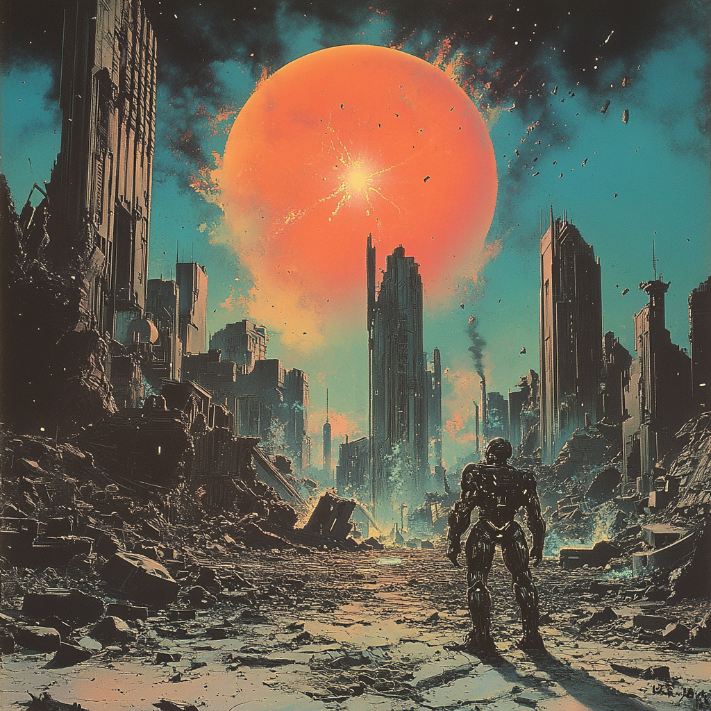 Cyborg Dawn: Futuristic City Ruins Album Cover