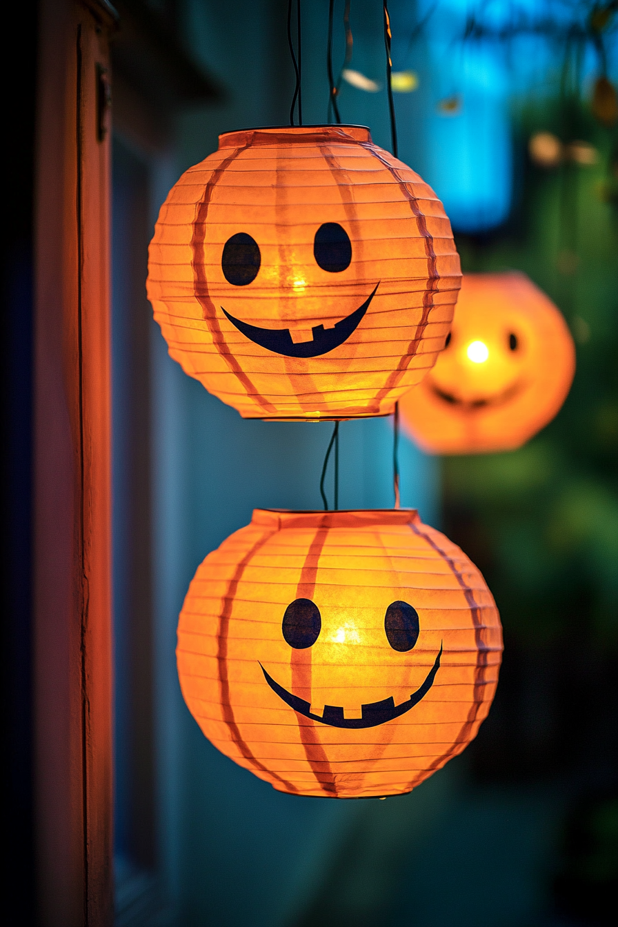 DIY Paper Lanterns with Smiling Faces for Halloween