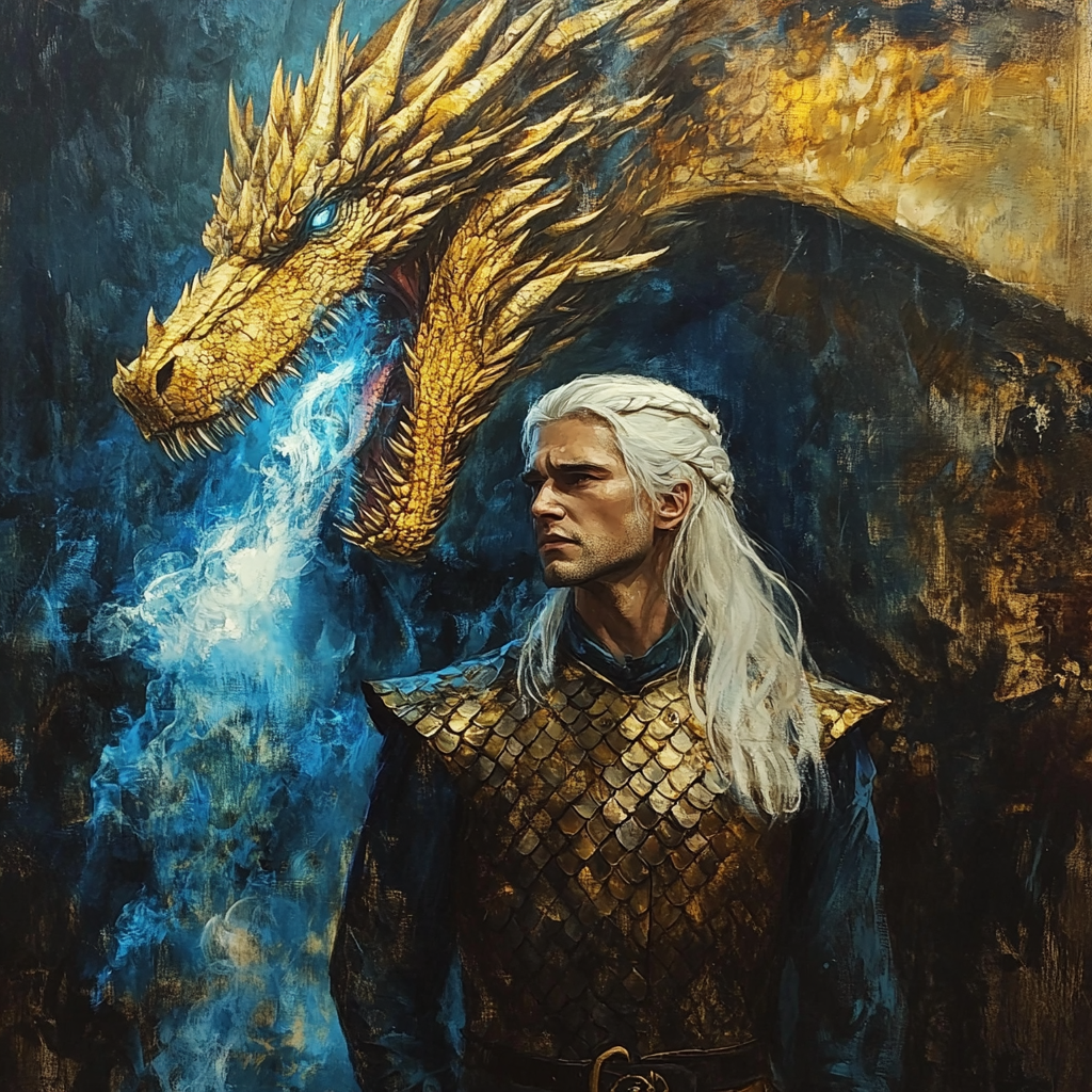 Daemon Targaryen, dragon scale tunic, golden dragon.