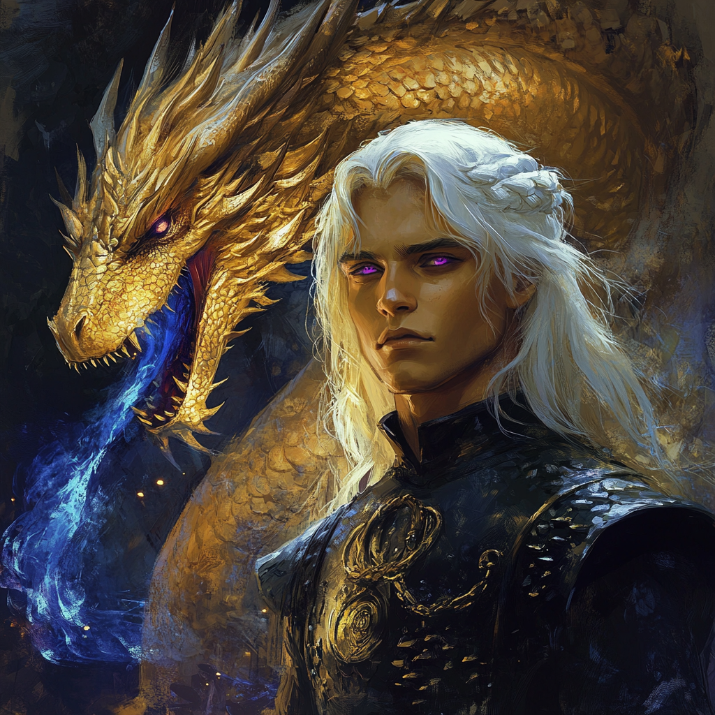 Daemon Targaryen, from Game of Thrones, standing majestically.