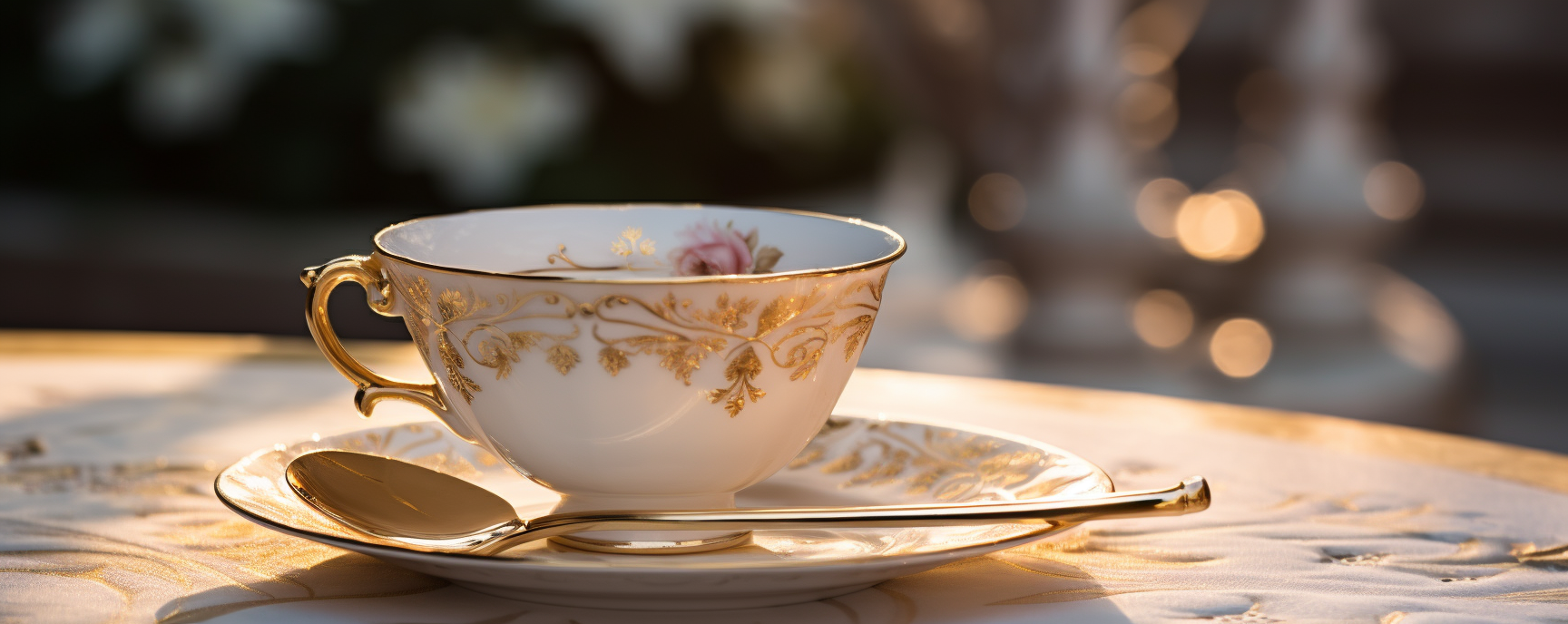 A luxurious white china tea cup