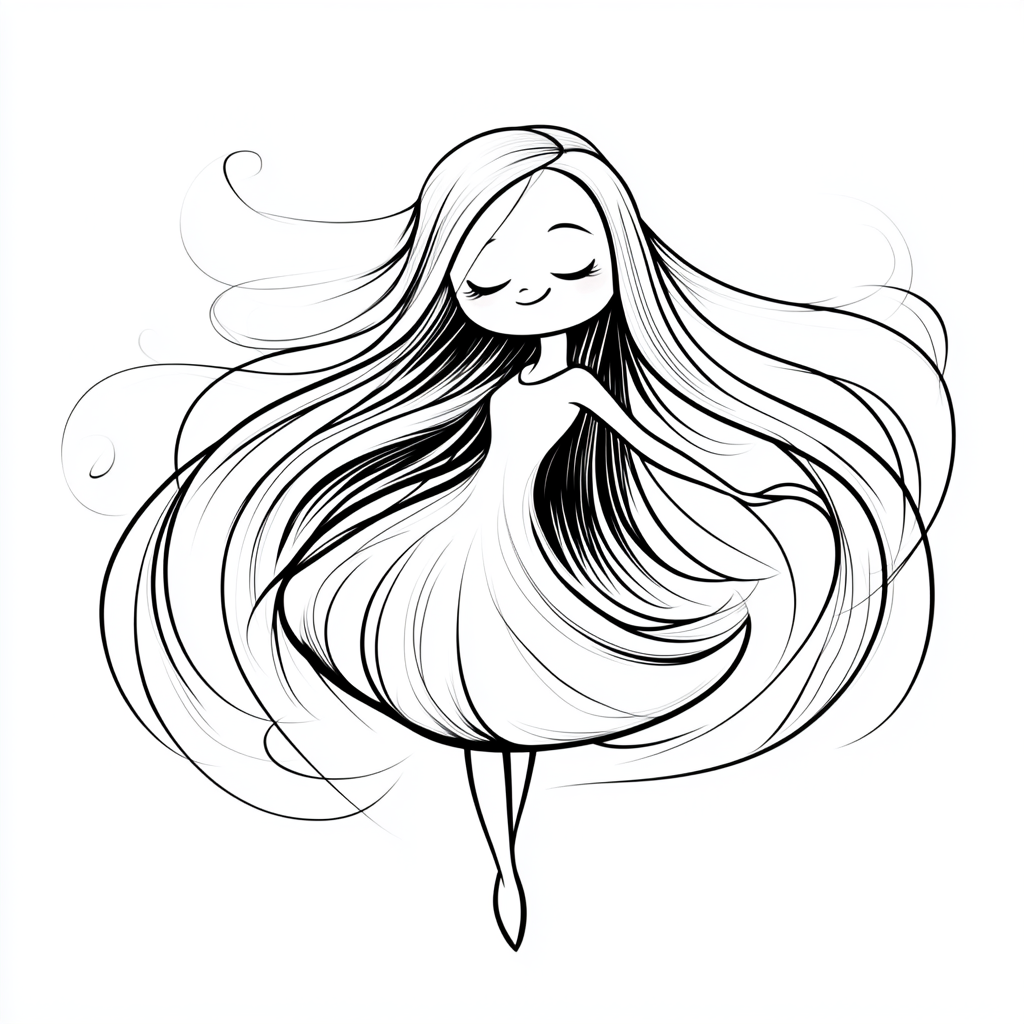 Dancer drawing for Birthday card: cute, minimalist, whimsical.