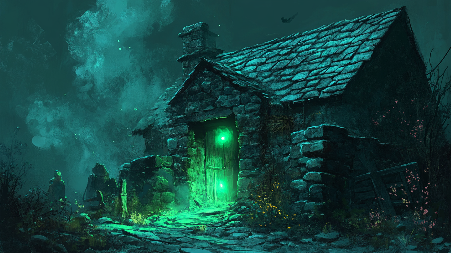Dark, Mysterious Changeling Hiding under Cottage Hearthstones