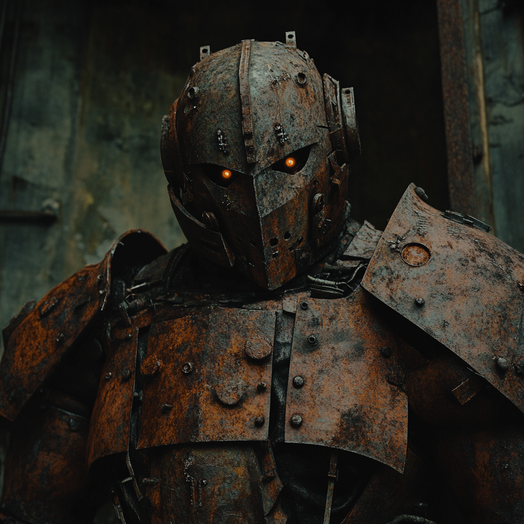 Dark Fantasy Ironclad Sentinel in Rusty Armor Arri Shot