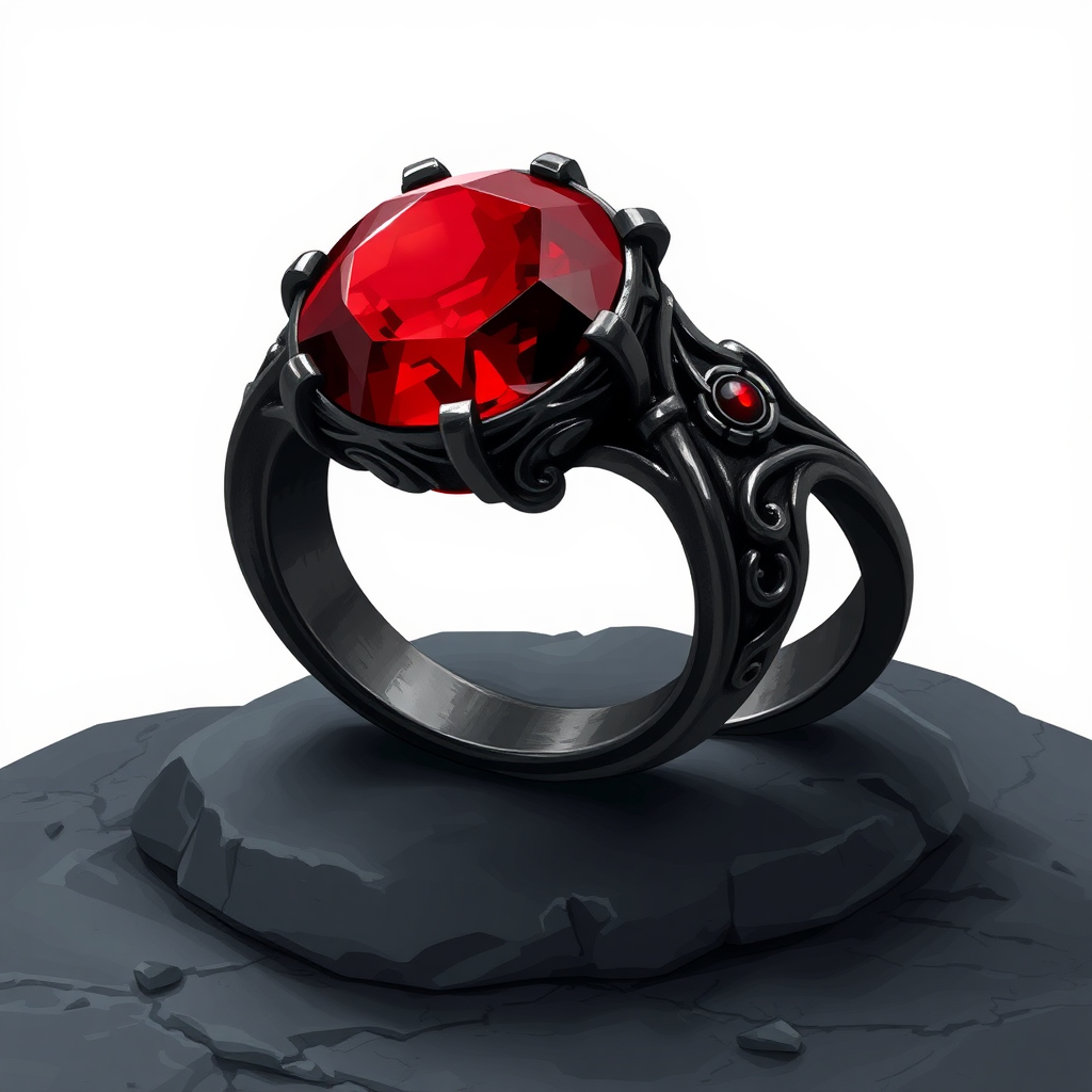 Dark Metal Ring with Red Magic Stone - V 5.2