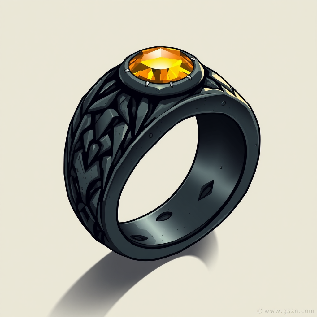 Dark Metal Ring with Yellow Magic Stone