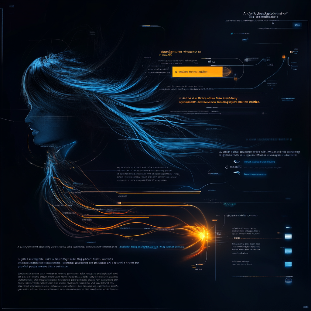 Dark background, blue gradient, hair transformation to health.