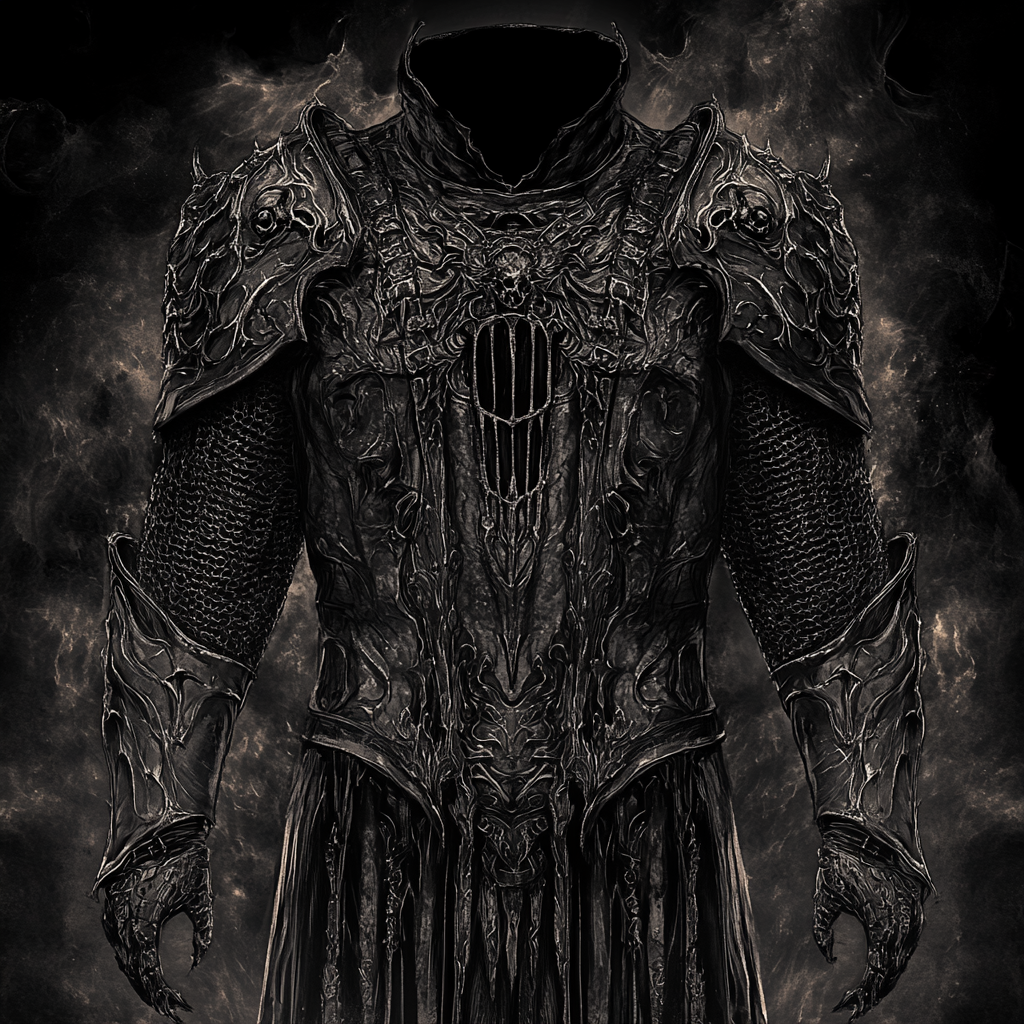 Dark haunted armor with screaming faces and spirits