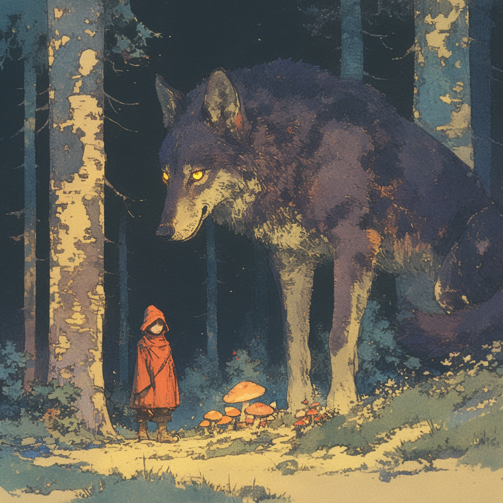 Dark magical illustration Russian fairy tales style by artist.