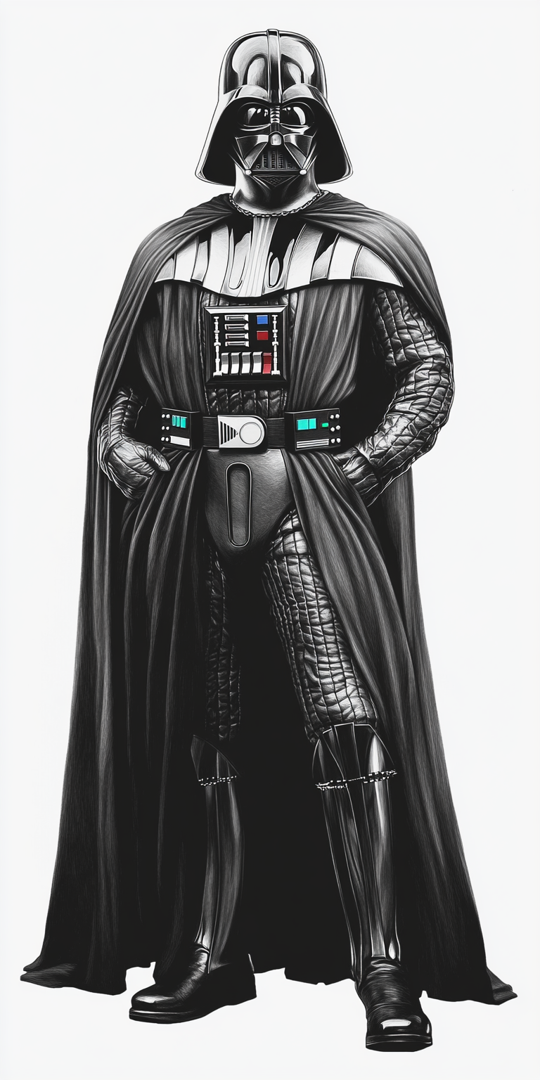 Darth Vader portrait in Jim Lee pencil style.