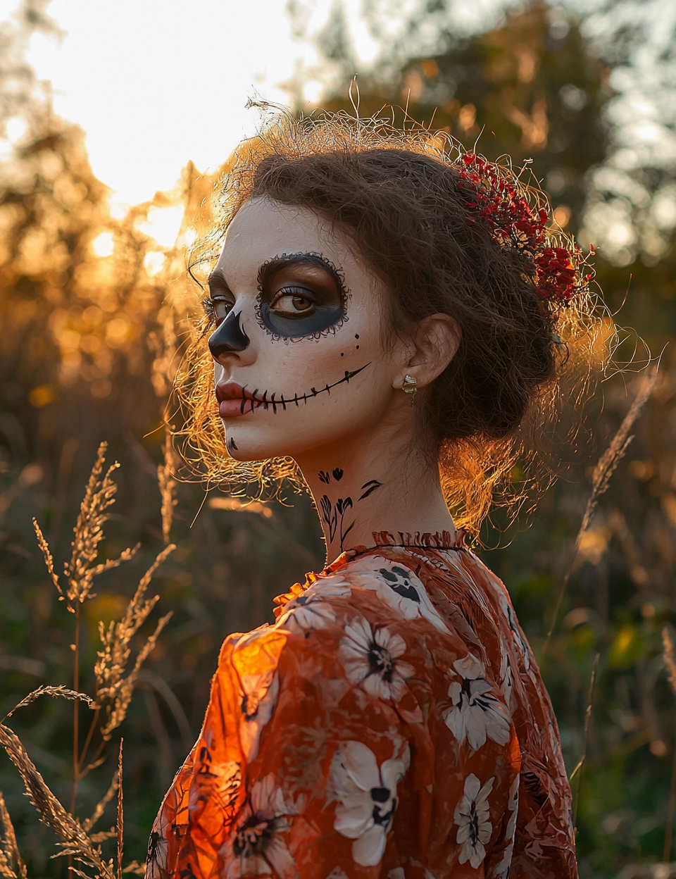 Day of the Dead Catrina Portrait at Sunset