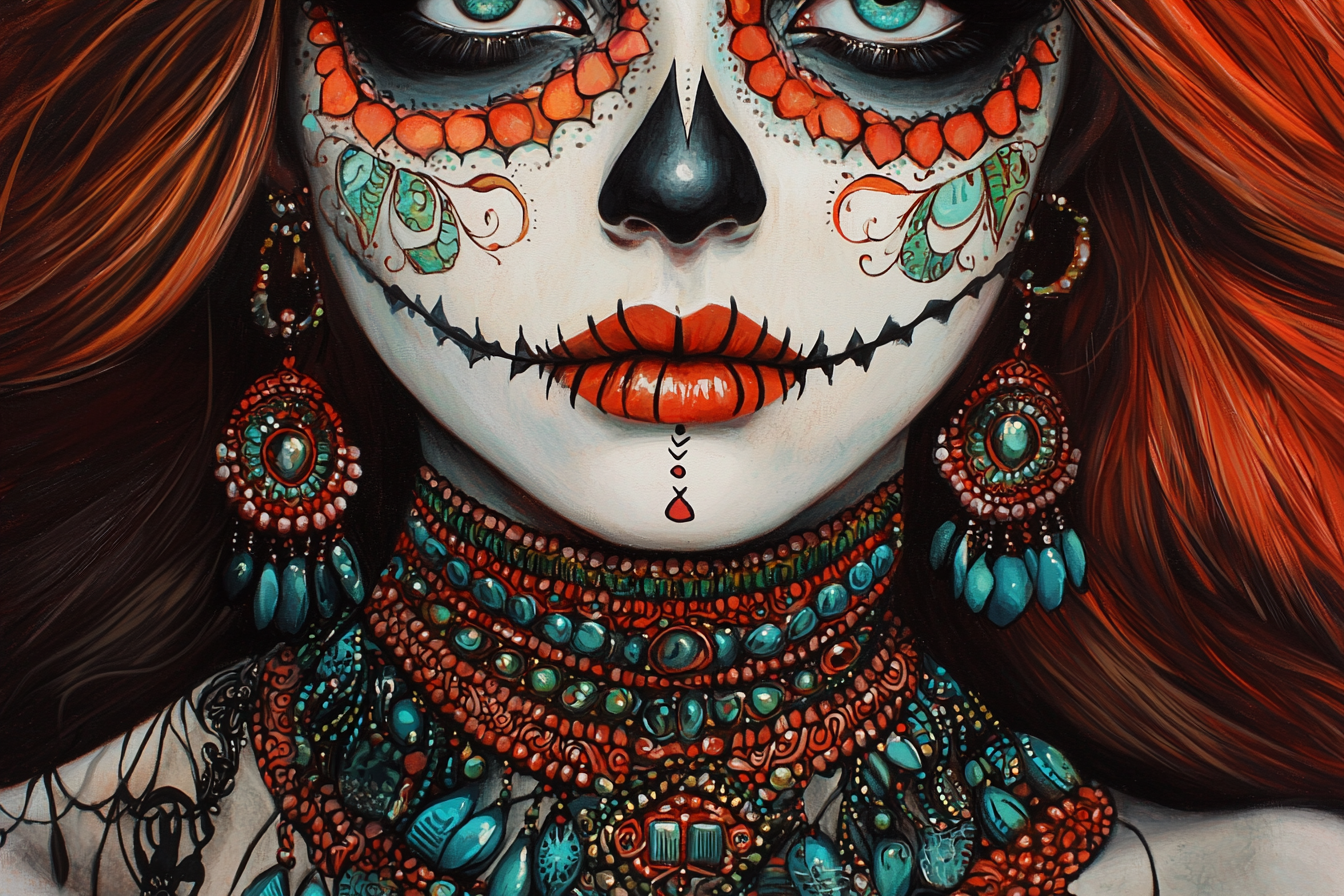 Day of the Dead Catrina Portrait with Necklace