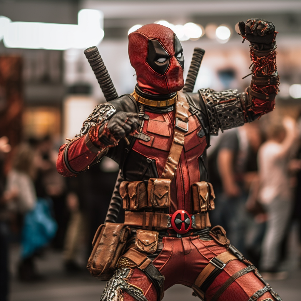 Deadpool Cosplay Funny Pose at Comic Con