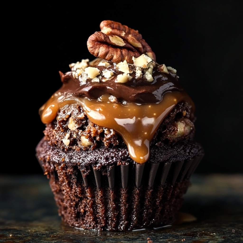 Decadent German Chocolate Cupcake with Rich Layers