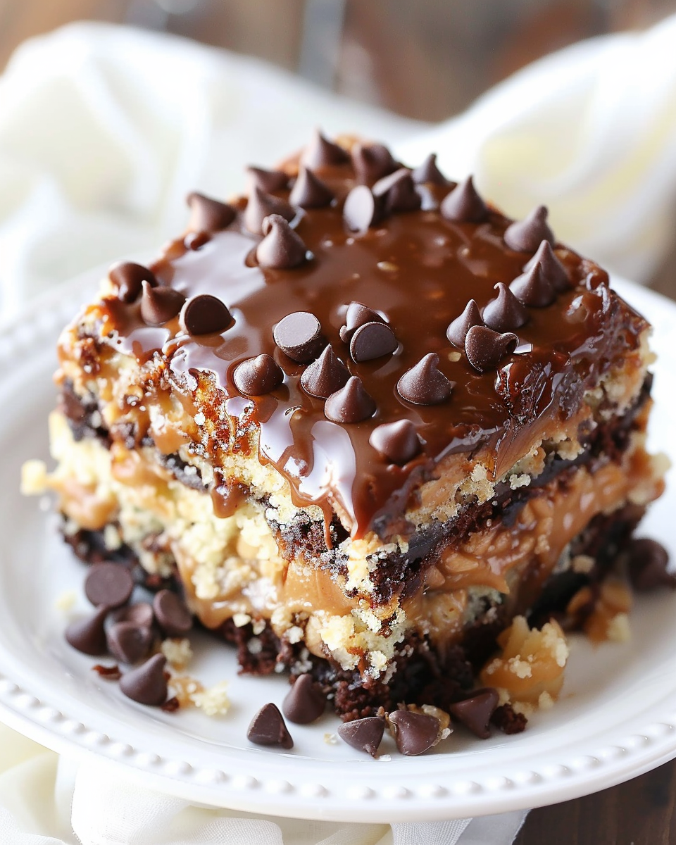 Decadent German Chocolate Poke Cake with creamy fillings.