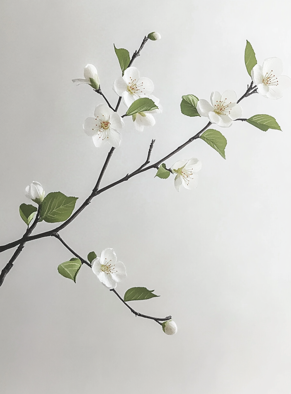 Delicate plum flower painting in traditional Chinese style