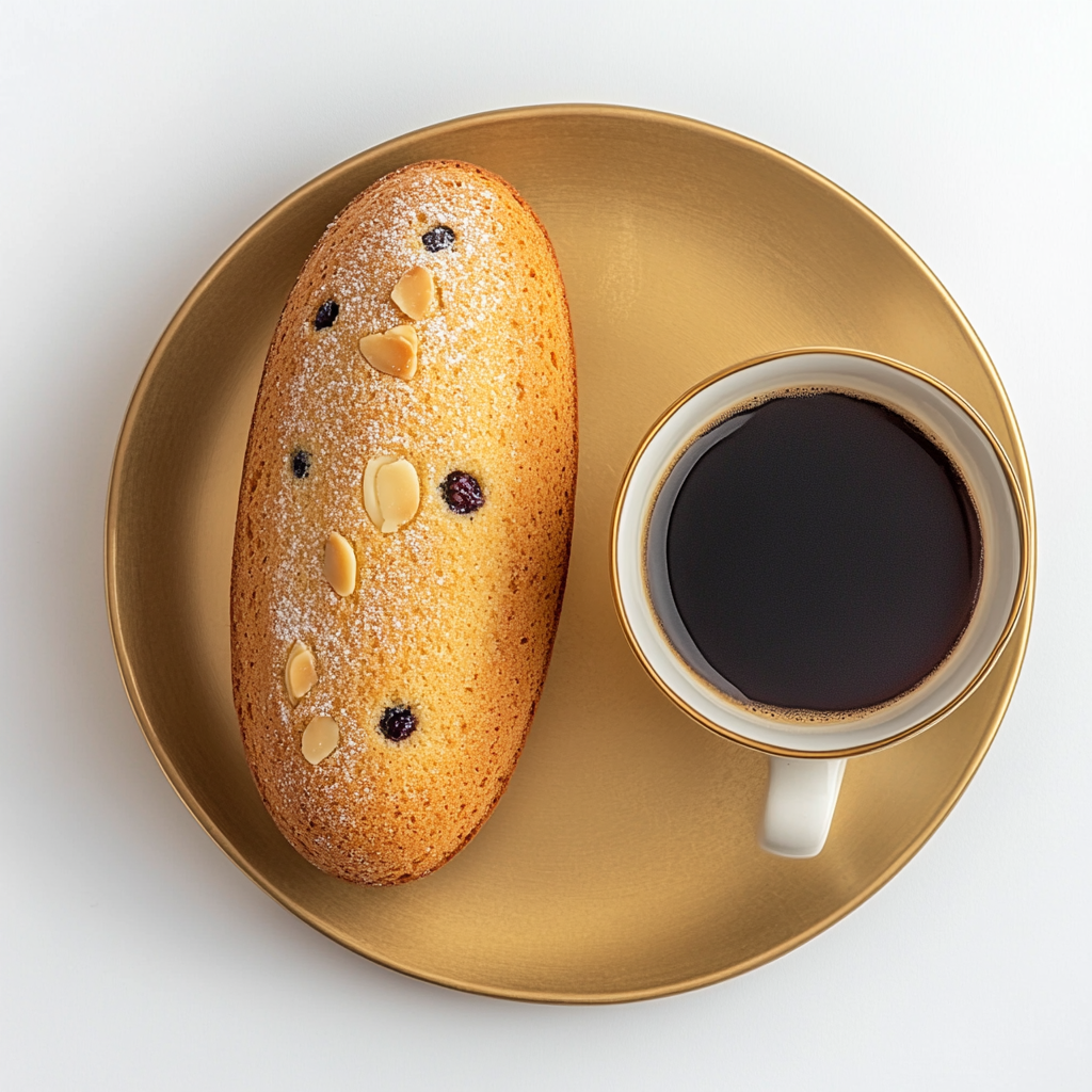 Delicious Almond Cake and Espresso on White Background