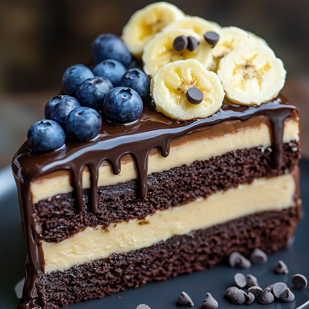 Delicious Banana Chocolate Cake with American Flag Garnish 