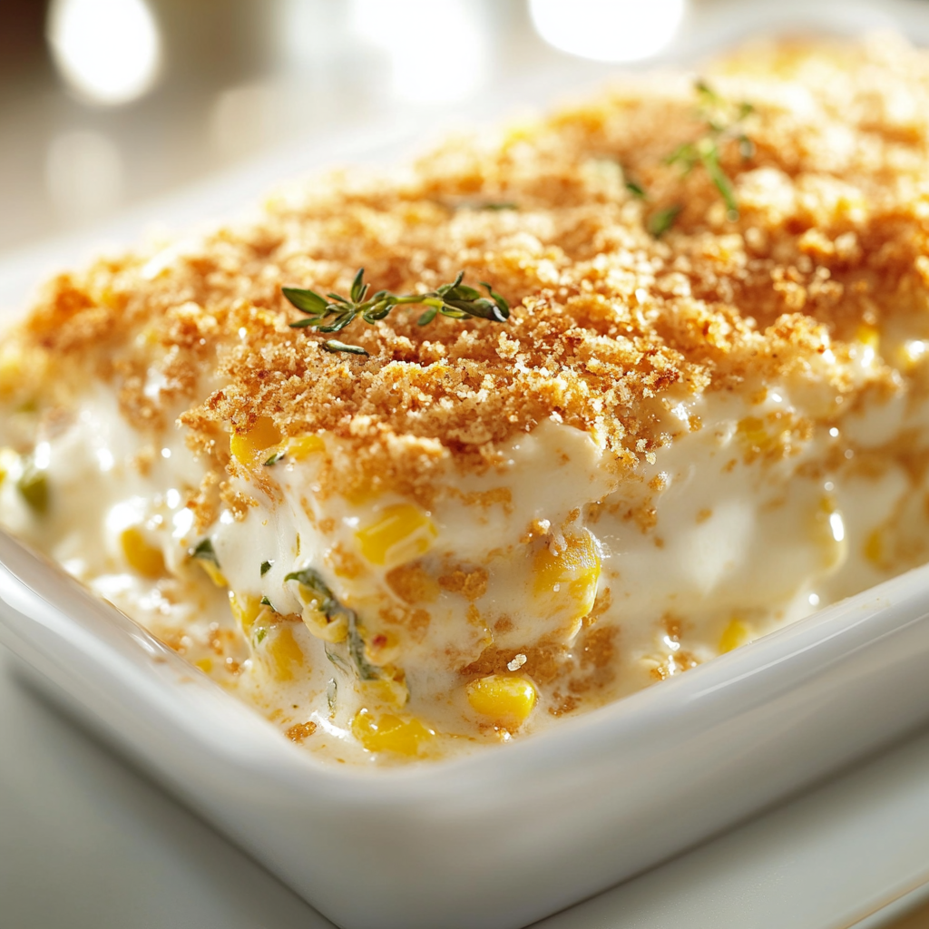 Delicious Creamy Casserole in White Dish