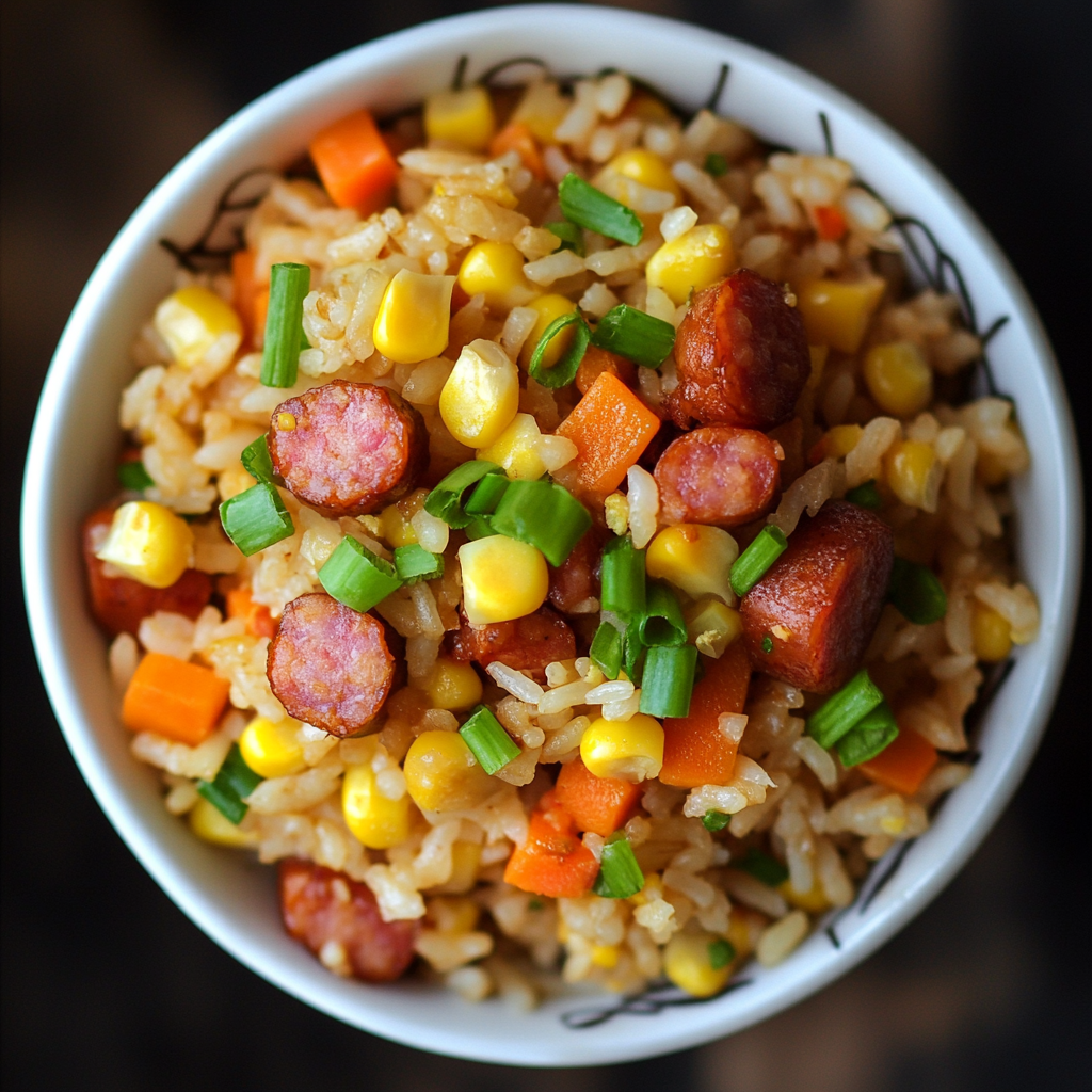 Delicious Fried Rice with Colorful Fluffy Ingredients